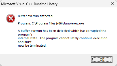 juno dialer crashing